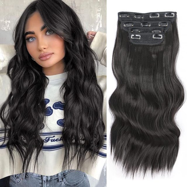 Women's Long Wig Water Ripple Hair Extension Piece 4-piece Set - Image 5