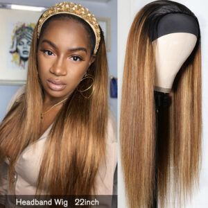 Long Straight Hair Gradient Color Chemical Fiber Headscarf Wig Headgear