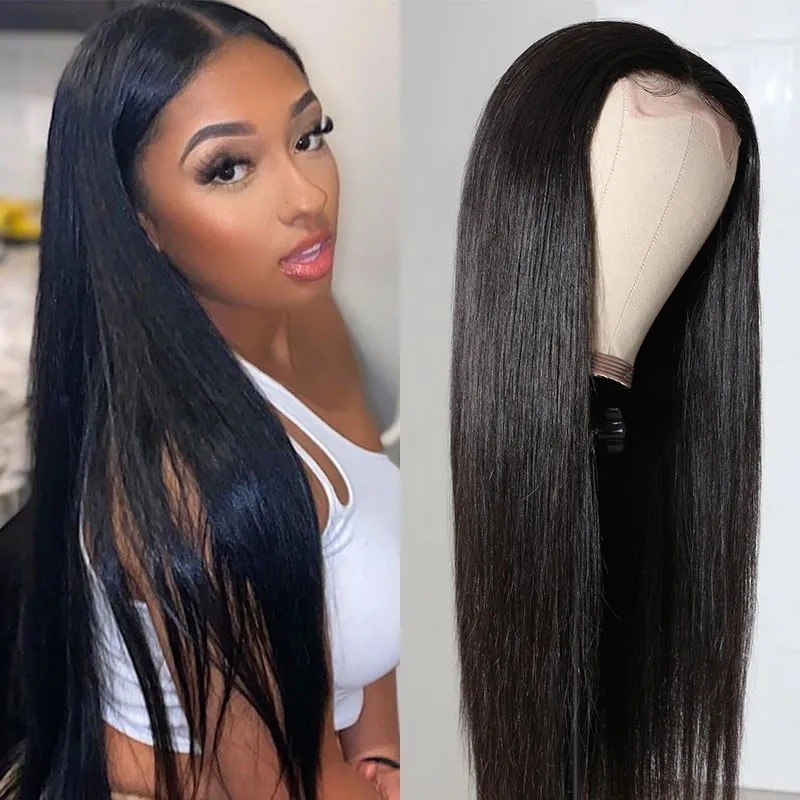 Natural Lace Front Wig Medium Long Straight Hair - Image 2