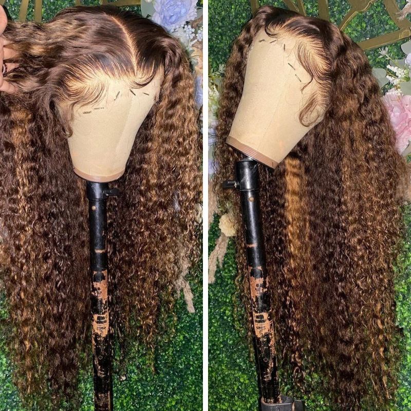 Piano Inter-color Highlight Curly Lace Wig - Image 3