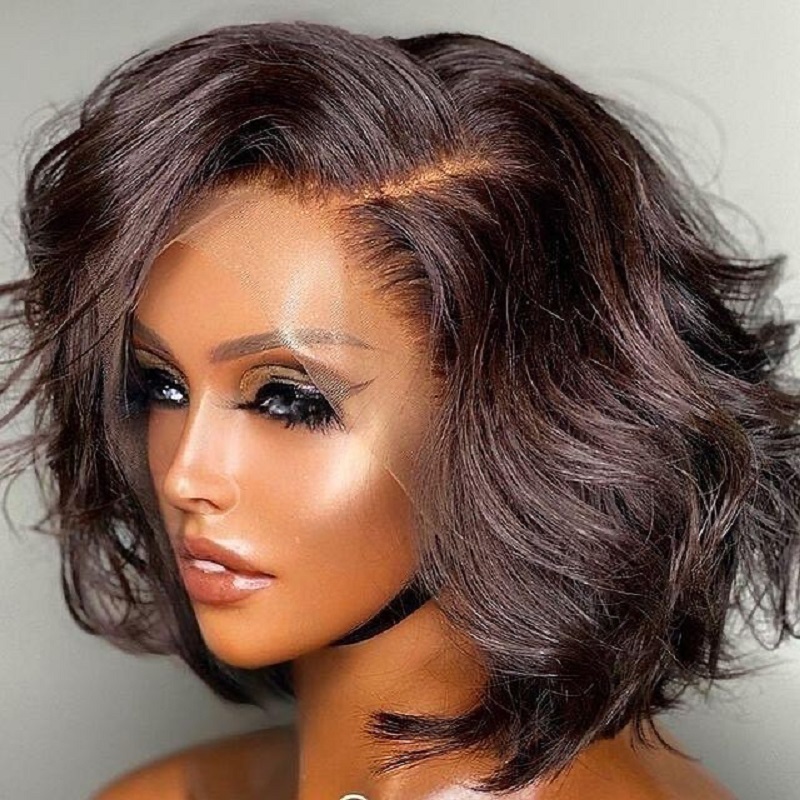 Chemical Fiber Short Curly Front Lace Wig Head Cover - Image 6