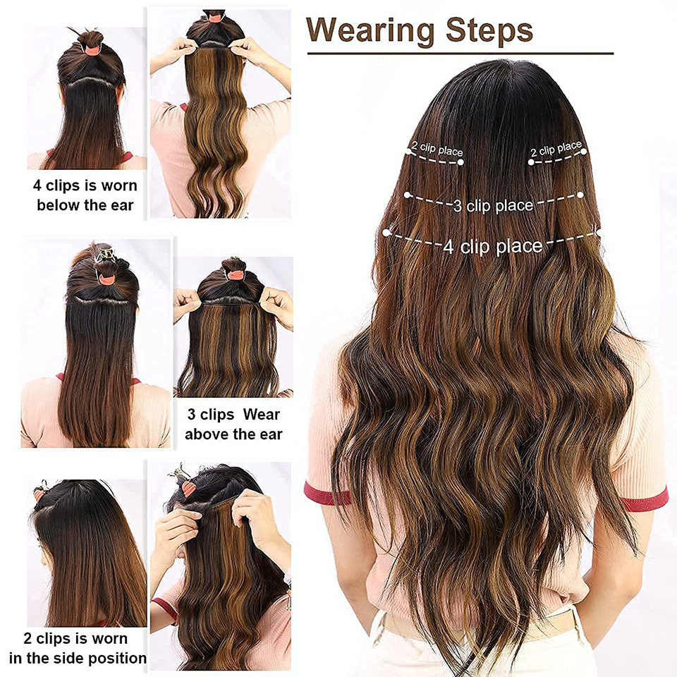 Women's Long Wig Water Ripple Hair Extension Piece 4-piece Set - Image 7
