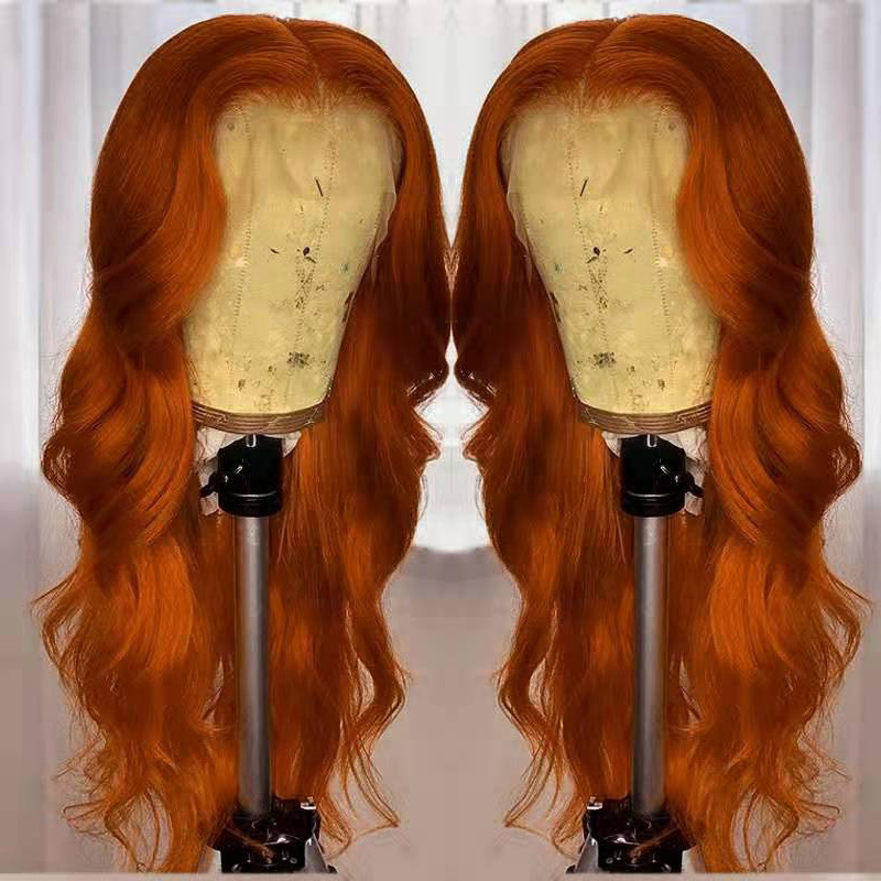 European And American Dark Orange Wig Hair Set Smooth Hair - Image 2