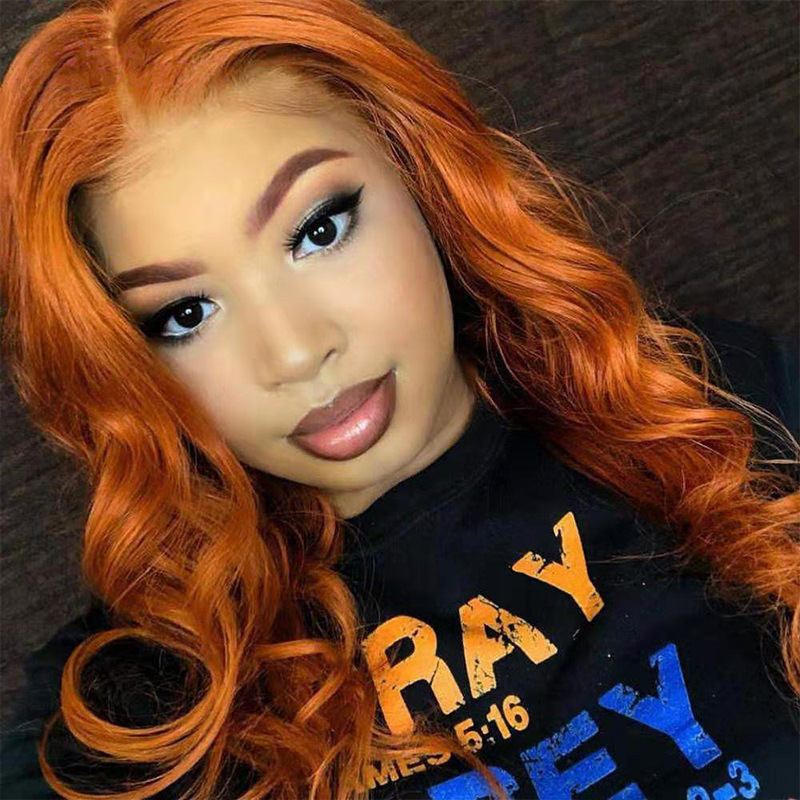 European And American Dark Orange Wig Hair Set Smooth Hair - Image 4