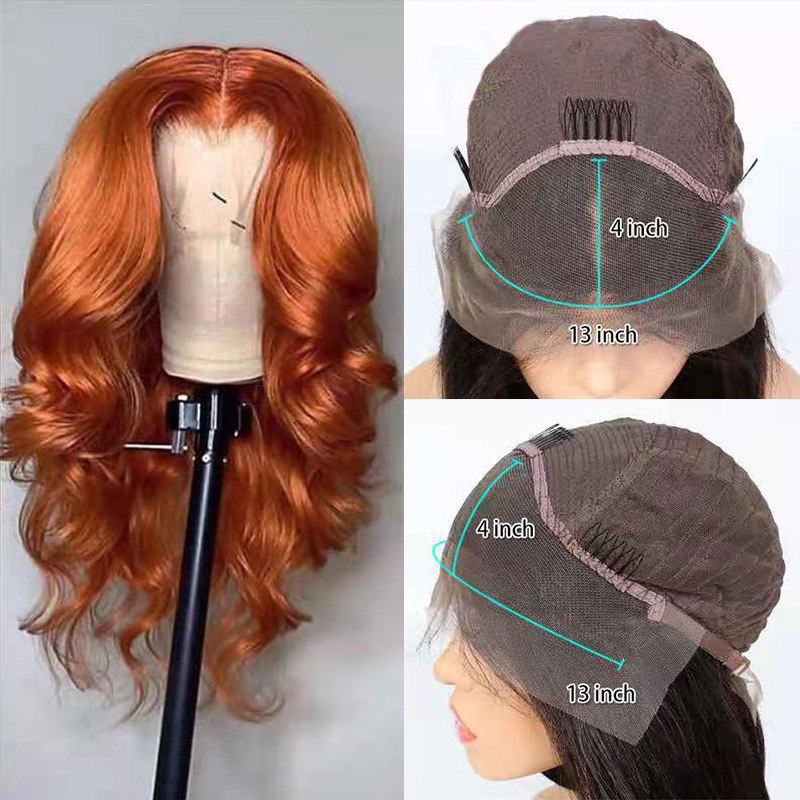 European And American Dark Orange Wig Hair Set Smooth Hair - Image 3